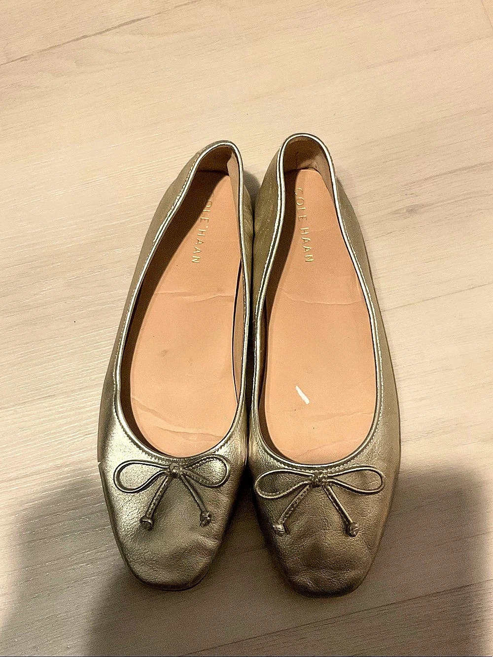 Cole Haan Yara Soft Ballet Flat Gold Bow Flats